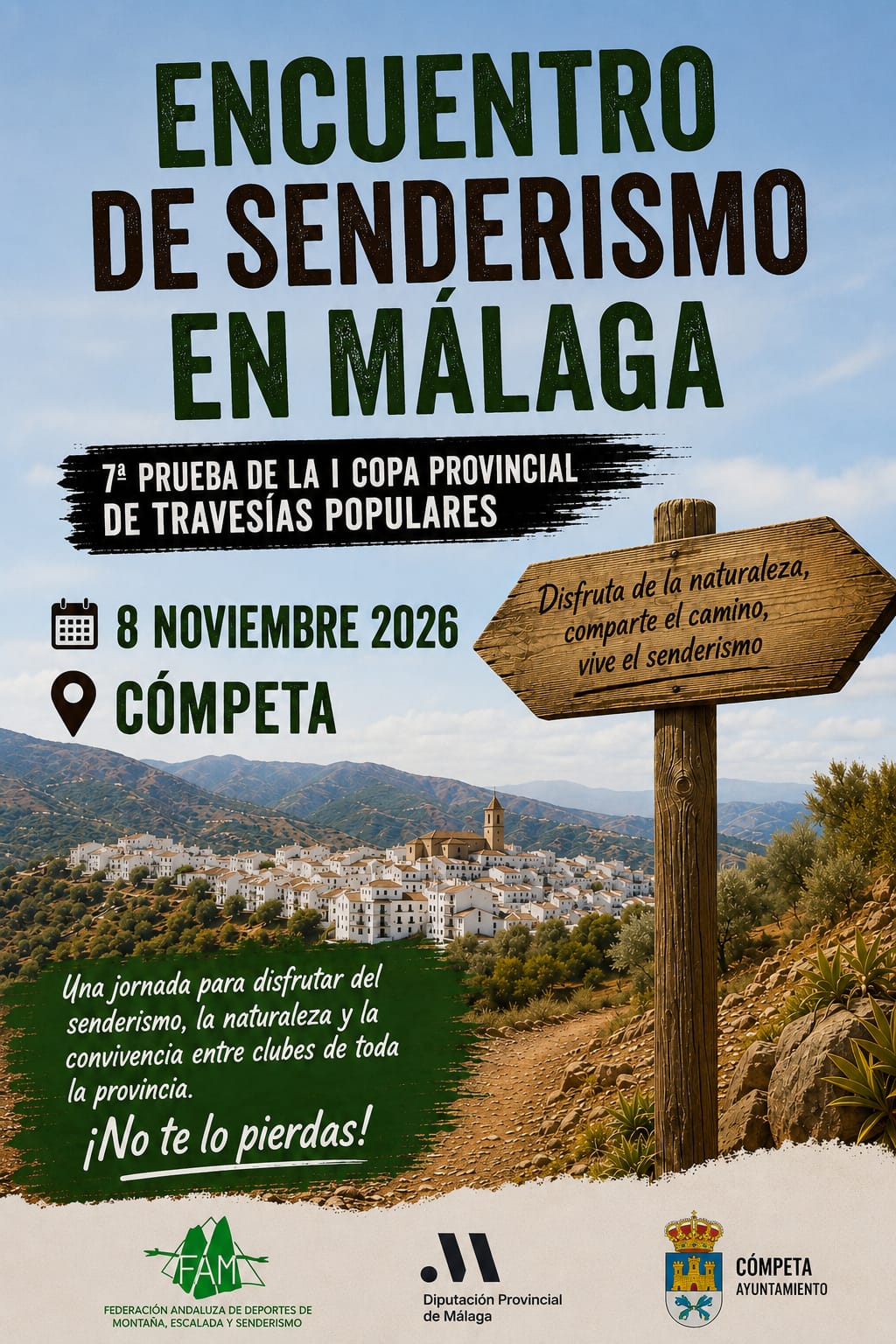 Cartel de la travesía a nado ENCUENTRO DE SENDERISMO EN MÁLAGA